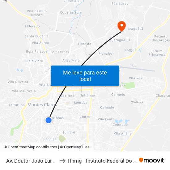 Av. Doutor João Luís De Almeida, 540 to Ifnmg - Instituto Federal Do Norte De Minas Gerais map
