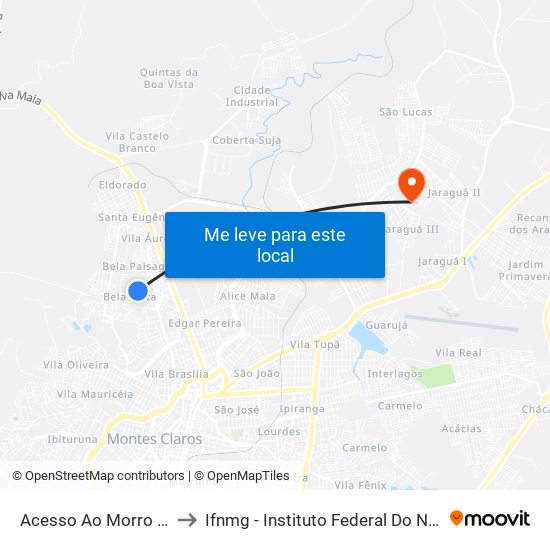 Acesso Ao Morro Do Frade, 520 to Ifnmg - Instituto Federal Do Norte De Minas Gerais map