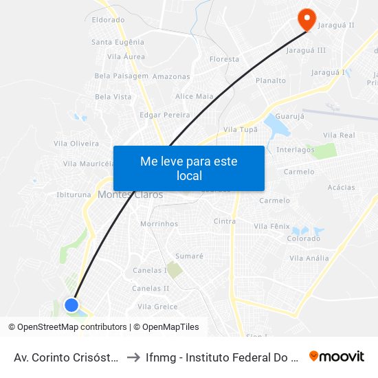 Av. Corinto Crisóstomo Freire, 720 to Ifnmg - Instituto Federal Do Norte De Minas Gerais map