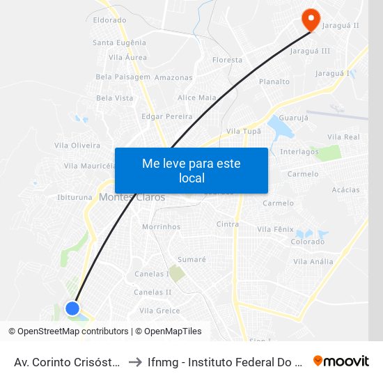 Av. Corinto Crisóstomo Freire, 721 to Ifnmg - Instituto Federal Do Norte De Minas Gerais map