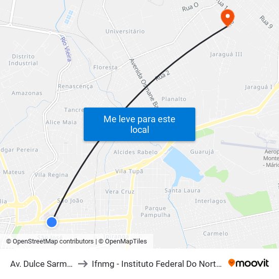 Av. Dulce Sarmento, 352 to Ifnmg - Instituto Federal Do Norte De Minas Gerais map