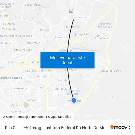 Rua G, 486 to Ifnmg - Instituto Federal Do Norte De Minas Gerais map
