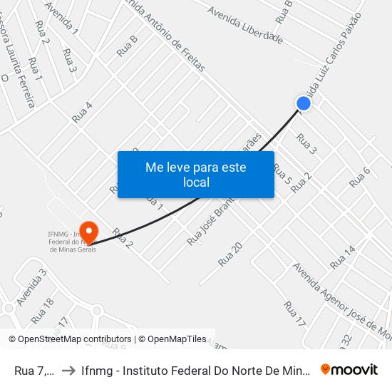 Rua 7, 27 to Ifnmg - Instituto Federal Do Norte De Minas Gerais map