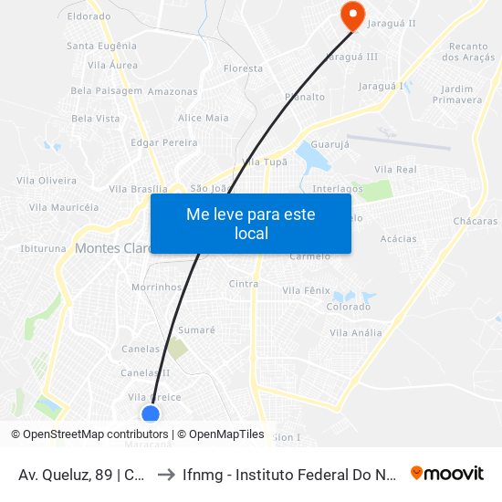 Av. Queluz, 89 | Caic Maracanã to Ifnmg - Instituto Federal Do Norte De Minas Gerais map