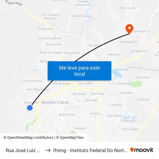 Rua José Luiz Xavier, 330 to Ifnmg - Instituto Federal Do Norte De Minas Gerais map