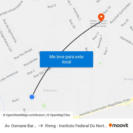 Av. Osmane Barbosa, 905 to Ifnmg - Instituto Federal Do Norte De Minas Gerais map