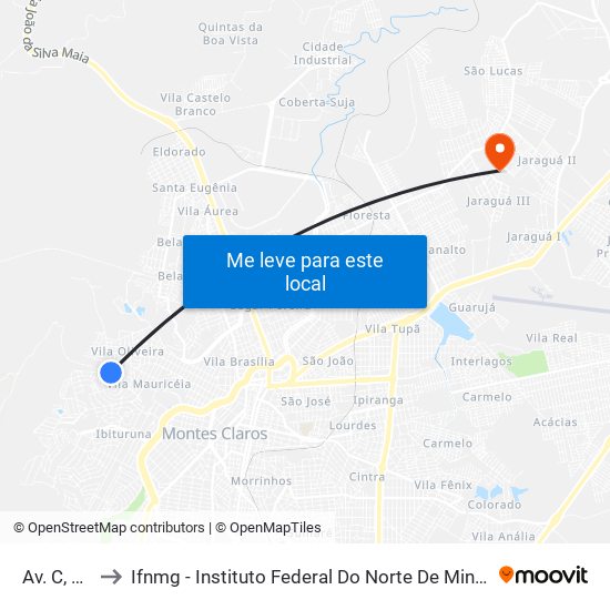 Av. C, 200 to Ifnmg - Instituto Federal Do Norte De Minas Gerais map
