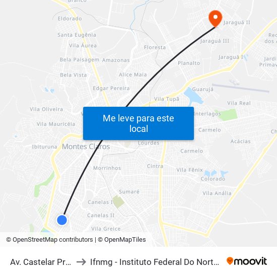 Av. Castelar Prates, 382 to Ifnmg - Instituto Federal Do Norte De Minas Gerais map