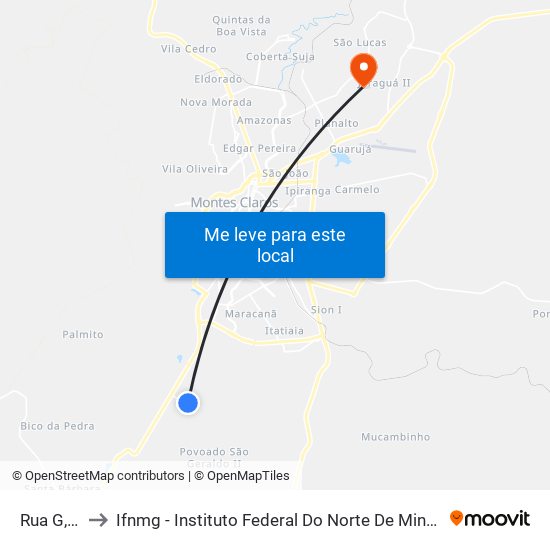 Rua G, 81 to Ifnmg - Instituto Federal Do Norte De Minas Gerais map