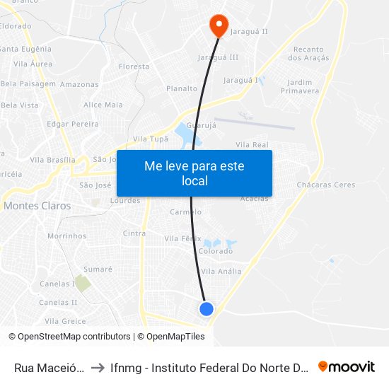 Rua Maceió, 2020 to Ifnmg - Instituto Federal Do Norte De Minas Gerais map