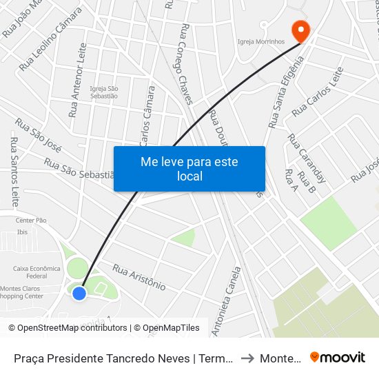 Praça Presidente Tancredo Neves | Terminal Rodoviário - Linhas Urbanas to Montes Claros map