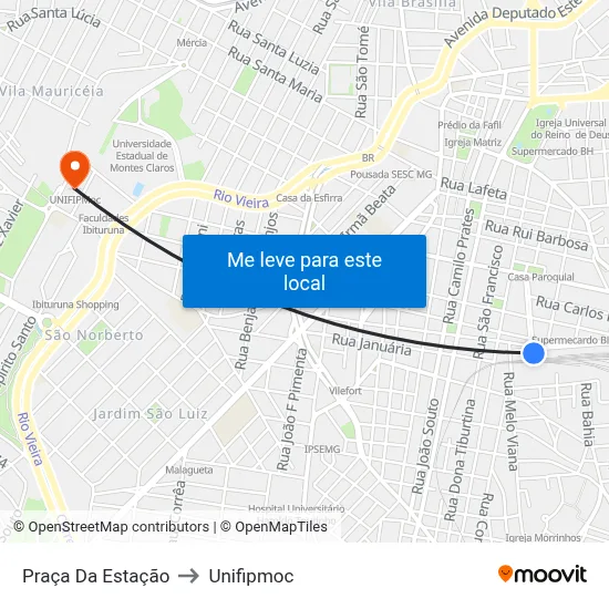 Praça Da Estação to Unifipmoc map