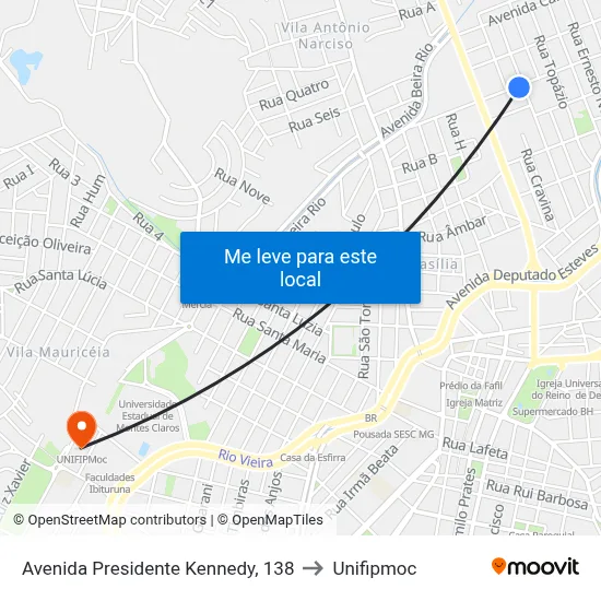 Avenida Presidente Kennedy, 138 to Unifipmoc map