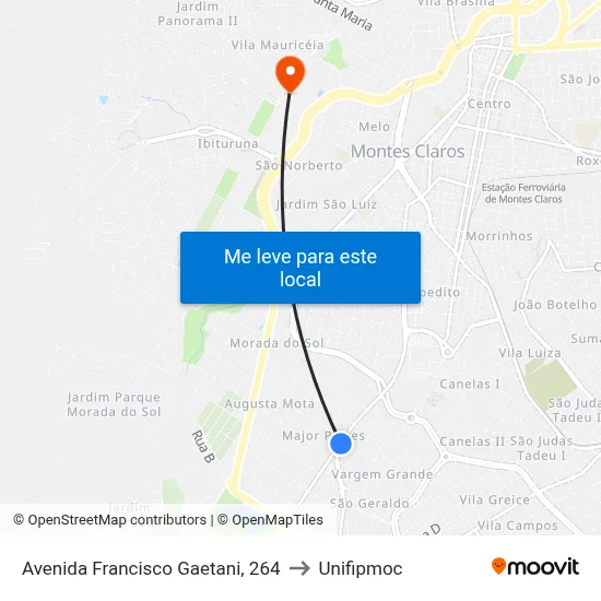 Avenida Francisco Gaetani, 264 to Unifipmoc map