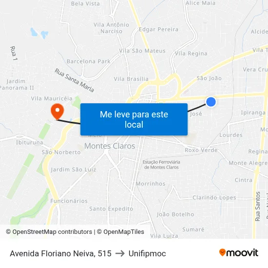 Avenida Floriano Neiva, 515 to Unifipmoc map