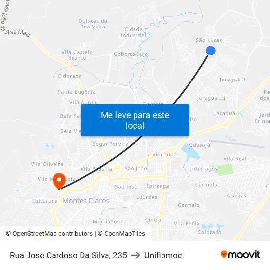 Rua Jose Cardoso Da Silva, 235 to Unifipmoc map