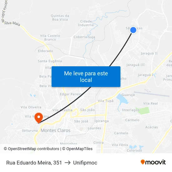 Rua Eduardo Meira, 351 to Unifipmoc map