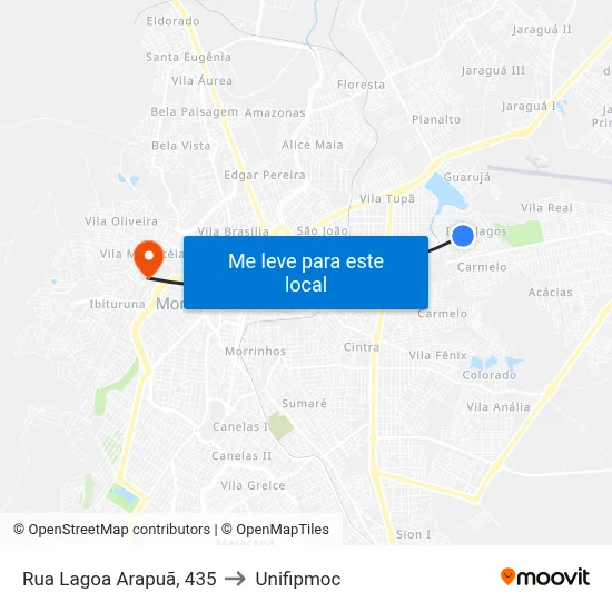 Rua Lagoa Arapuã, 435 to Unifipmoc map