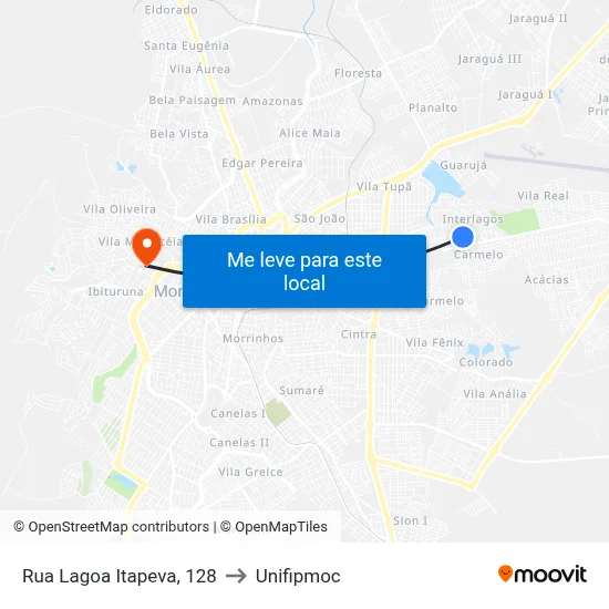 Rua Lagoa Itapeva, 128 to Unifipmoc map