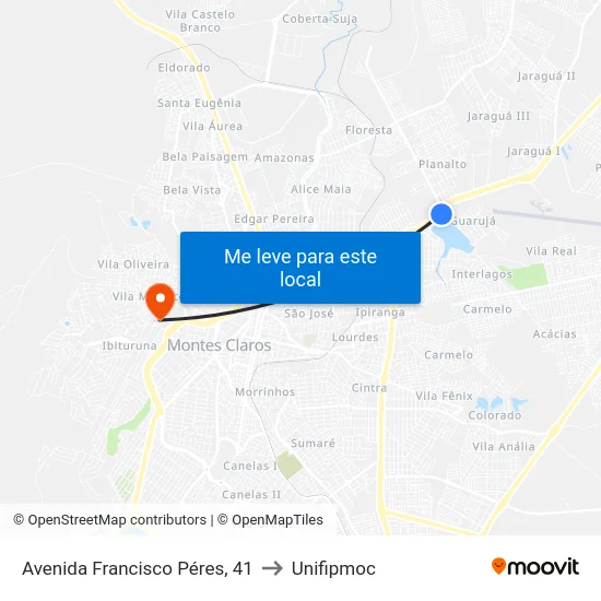 Avenida Francisco Péres, 41 to Unifipmoc map