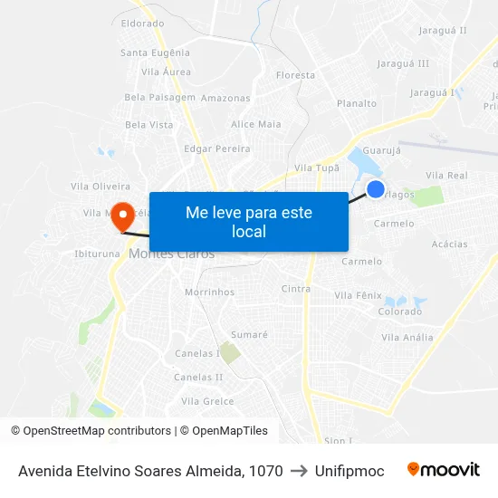 Avenida Etelvino Soares Almeida, 1070 to Unifipmoc map