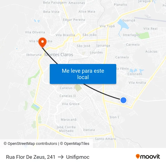Rua Flor De Zeus, 241 to Unifipmoc map