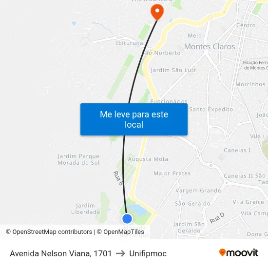Avenida Nelson Viana, 1701 to Unifipmoc map