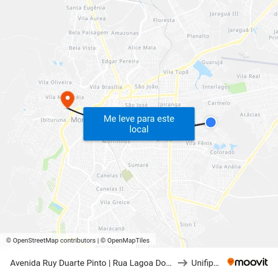 Avenida Ruy Duarte Pinto | Rua Lagoa Dos Marrecos to Unifipmoc map