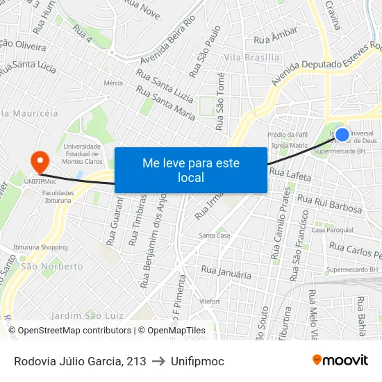 Rodovia Júlio Garcia, 213 to Unifipmoc map