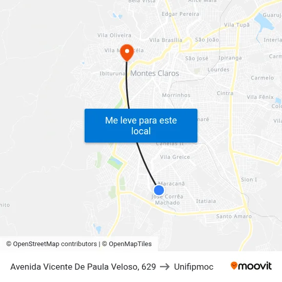 Avenida Vicente De Paula Veloso, 629 to Unifipmoc map