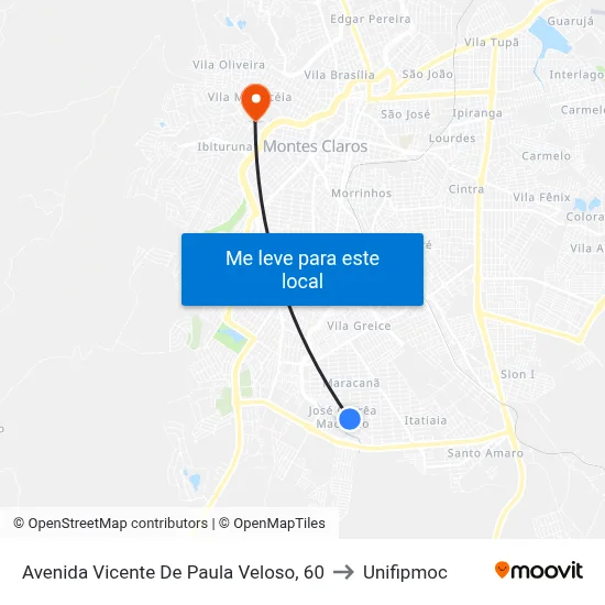 Avenida Vicente De Paula Veloso, 60 to Unifipmoc map
