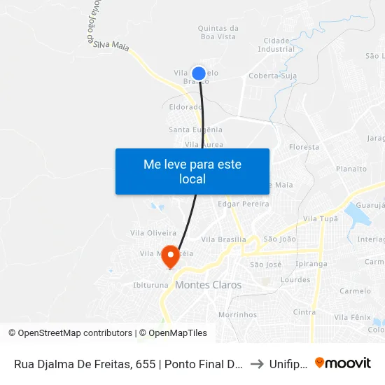 Rua Djalma De Freitas, 655 | Ponto Final Do Castelo Branco to Unifipmoc map