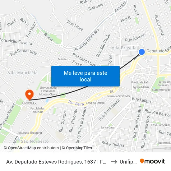 Av. Deputado Esteves Rodrigues, 1637 | Facit/Colégio Delta to Unifipmoc map