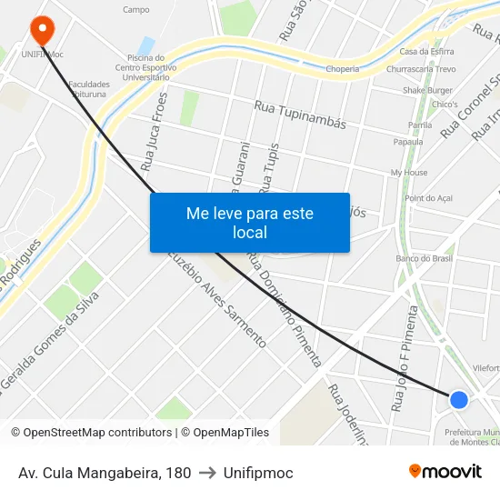 Av. Cula Mangabeira, 180 to Unifipmoc map