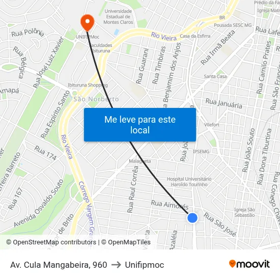 Av. Cula Mangabeira, 960 to Unifipmoc map