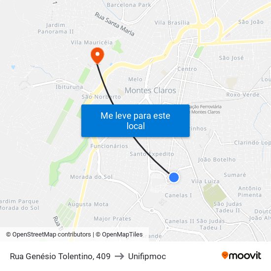 Rua Genésio Tolentino, 409 to Unifipmoc map