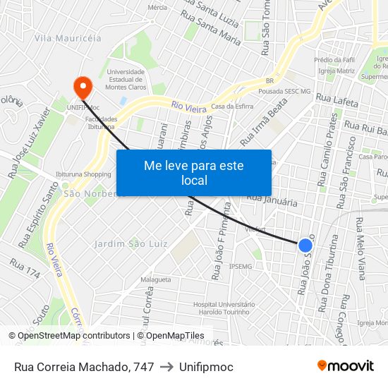 Rua Correia Machado, 747 to Unifipmoc map