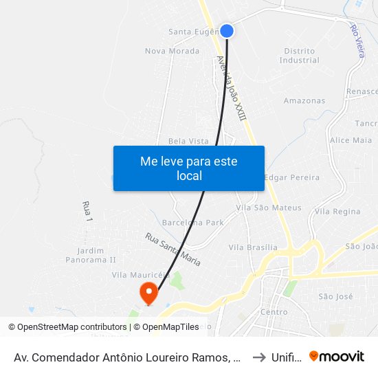 Av. Comendador Antônio Loureiro Ramos, 77 | C.T. Funorte Esporte Clube to Unifipmoc map