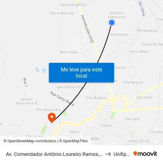 Av. Comendador Antônio Loureiro Ramos, 1115 | Funorte to Unifipmoc map