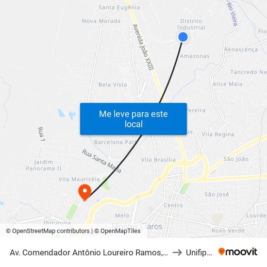 Av. Comendador Antônio Loureiro Ramos, 1200 | Funorte to Unifipmoc map