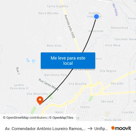 Av. Comendador Antônio Loureiro Ramos, 1500 | Vallée to Unifipmoc map