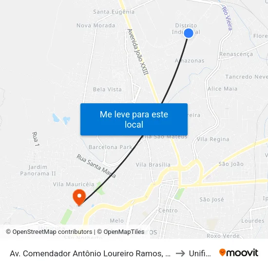 Av. Comendador Antônio Loureiro Ramos, 1445 | Novo Nordisk to Unifipmoc map