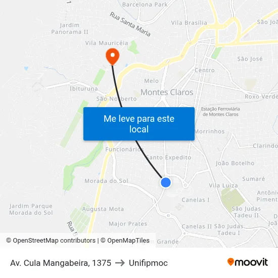 Av. Cula Mangabeira, 1375 to Unifipmoc map