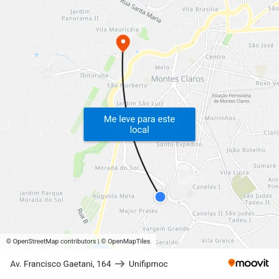 Av. Francisco Gaetani, 164 to Unifipmoc map