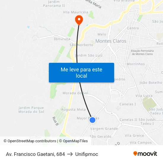 Av. Francisco Gaetani, 684 to Unifipmoc map
