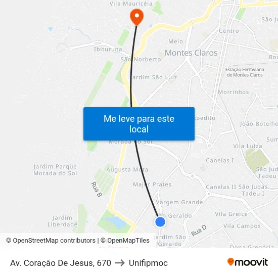 Av. Coração De Jesus, 670 to Unifipmoc map