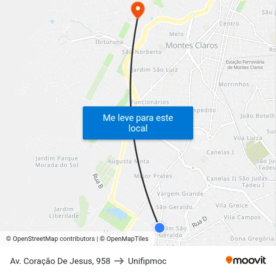 Av. Coração De Jesus, 958 to Unifipmoc map