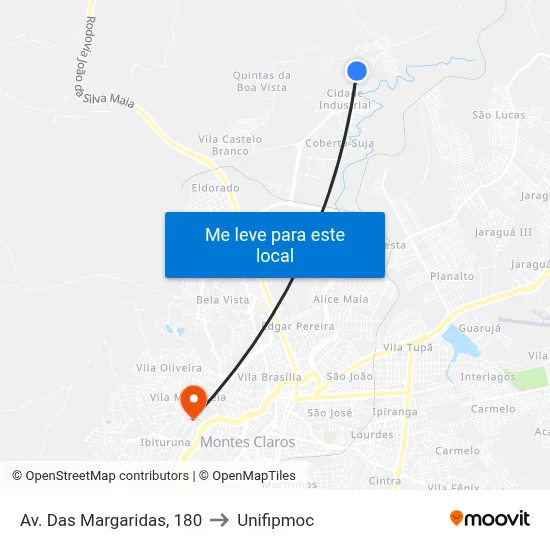Av. Das Margaridas, 180 to Unifipmoc map