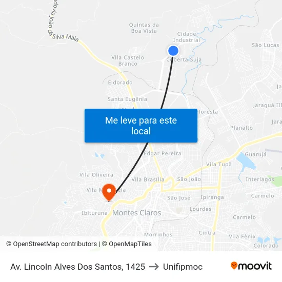 Av. Lincoln Alves Dos Santos, 1425 to Unifipmoc map