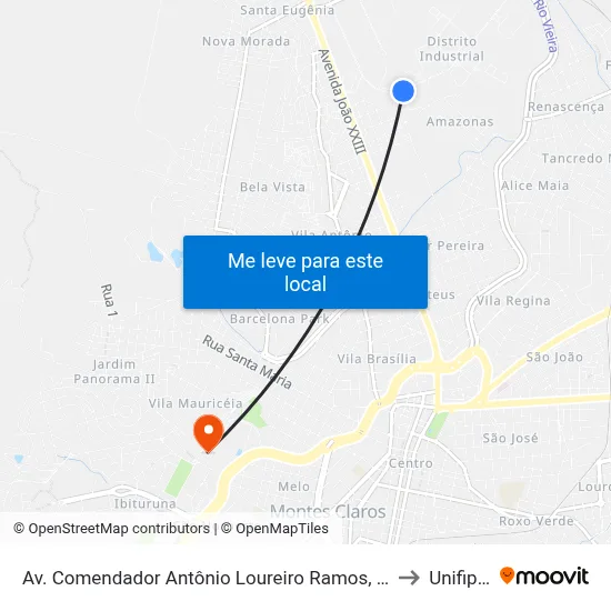 Av. Comendador Antônio Loureiro Ramos, 1000 | Novo Clube to Unifipmoc map